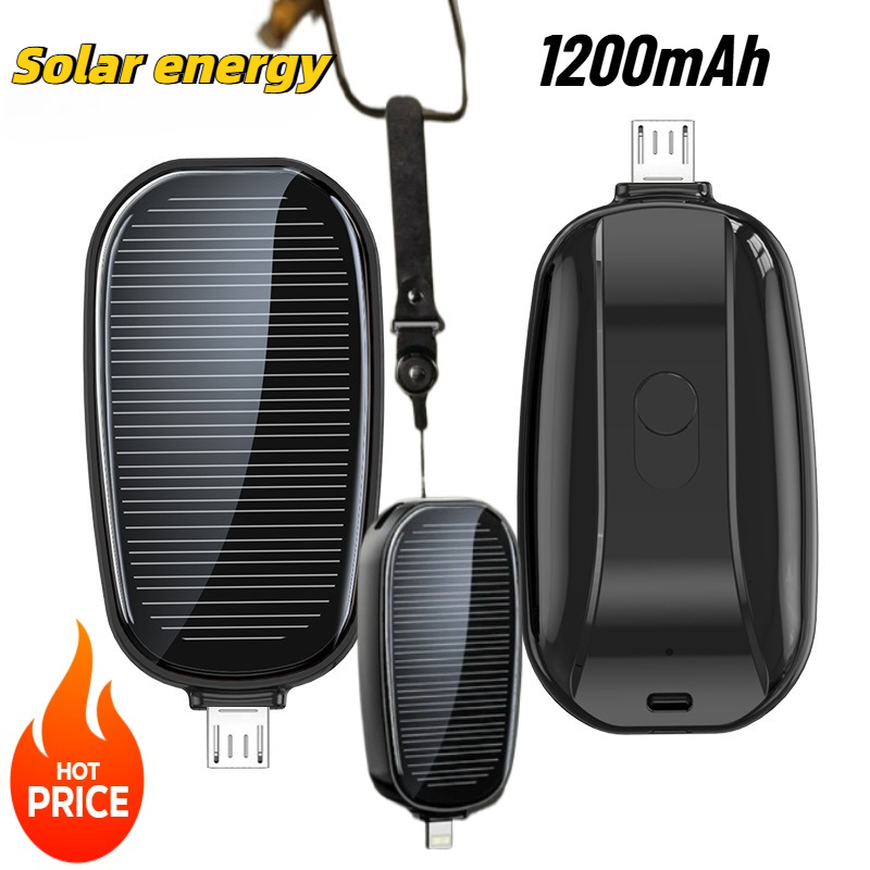 Solar Emergency Charger - Mini power bank solare da 1200mAh,